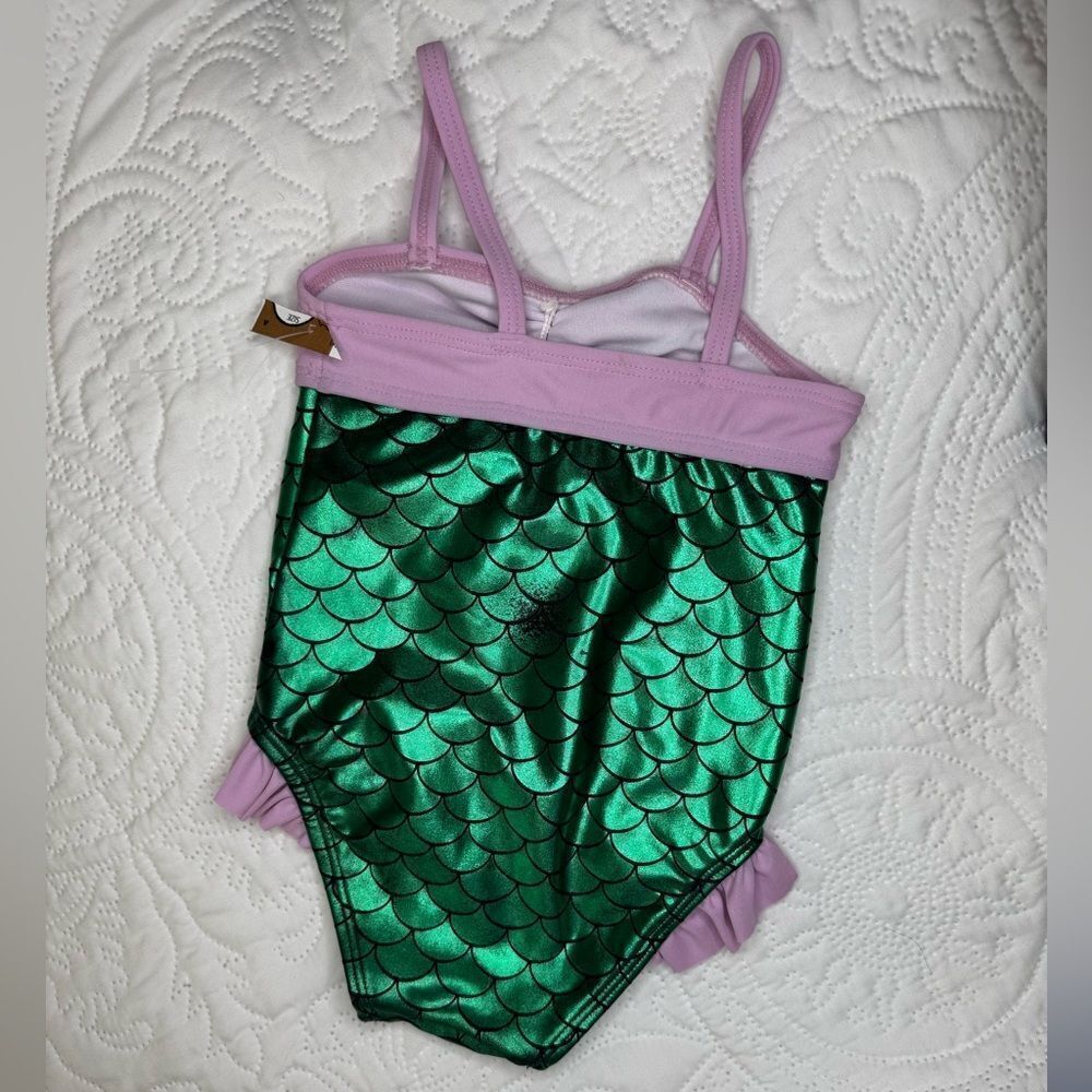Kids Mermaid Swimsuit in Green and Purple - Picture 2 of 5